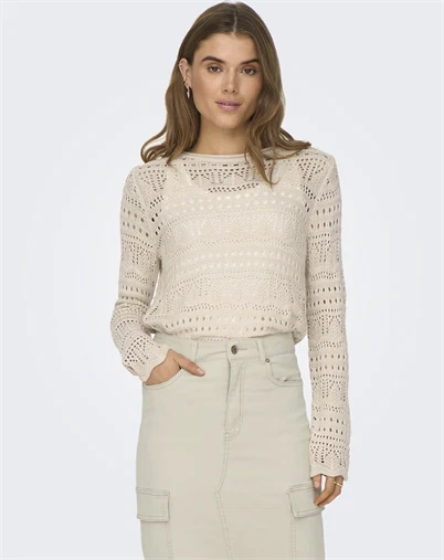 JDY - JDYSun Lay Boatneck Strik - Tapioca